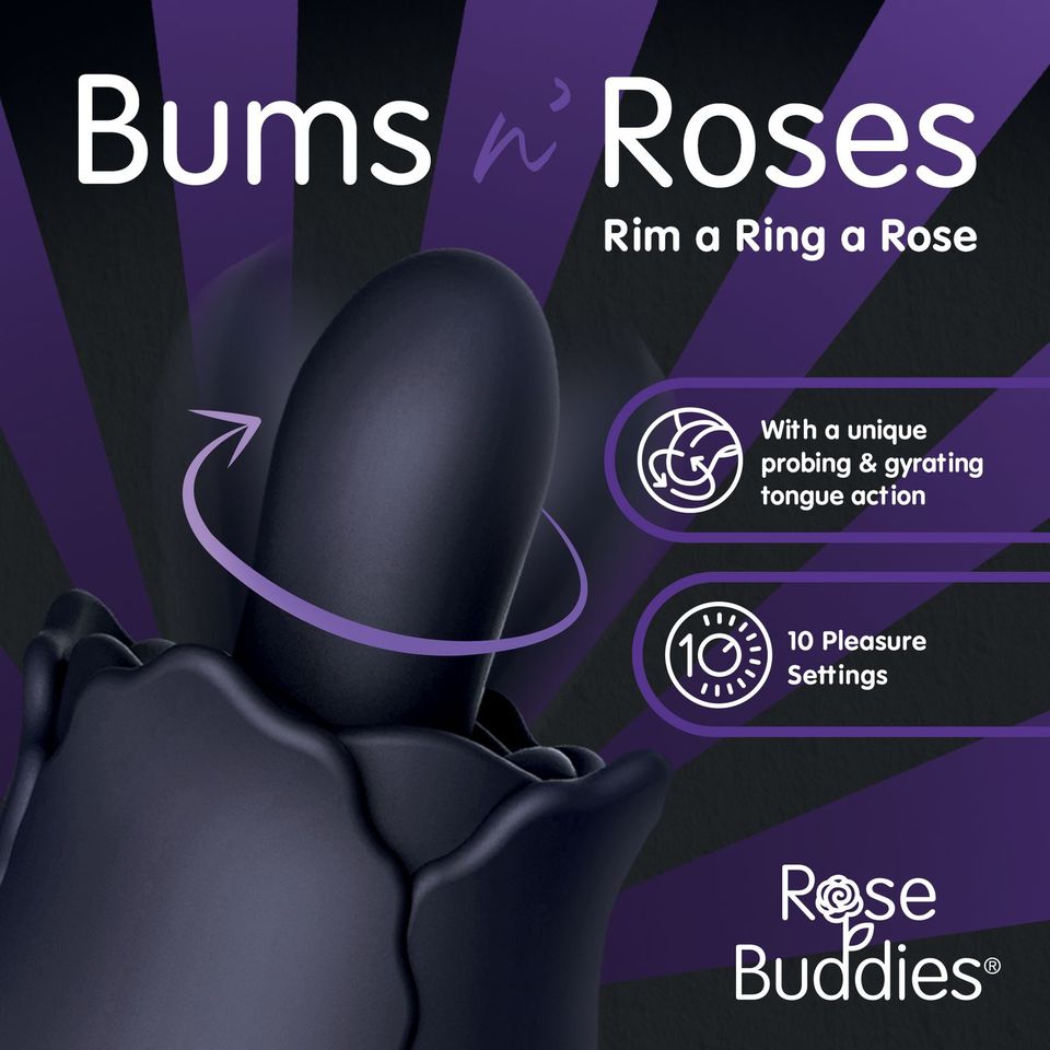 Bums n Roses vibrating anal rimming toy with probing and gyrating action.
