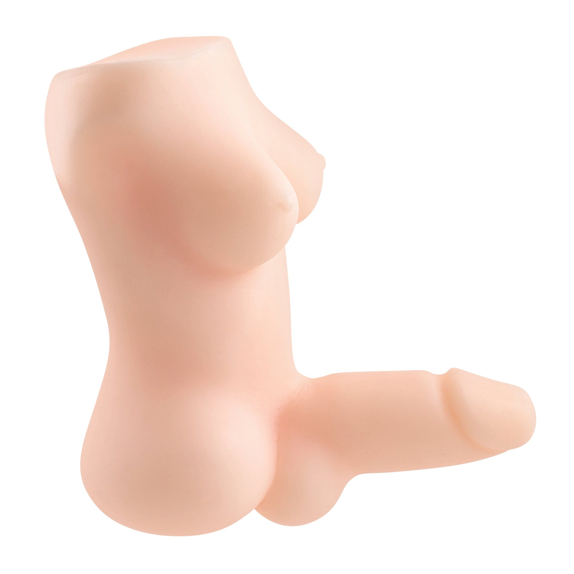 A realistic flesh-toned stroker with textured interior and a C-ring.