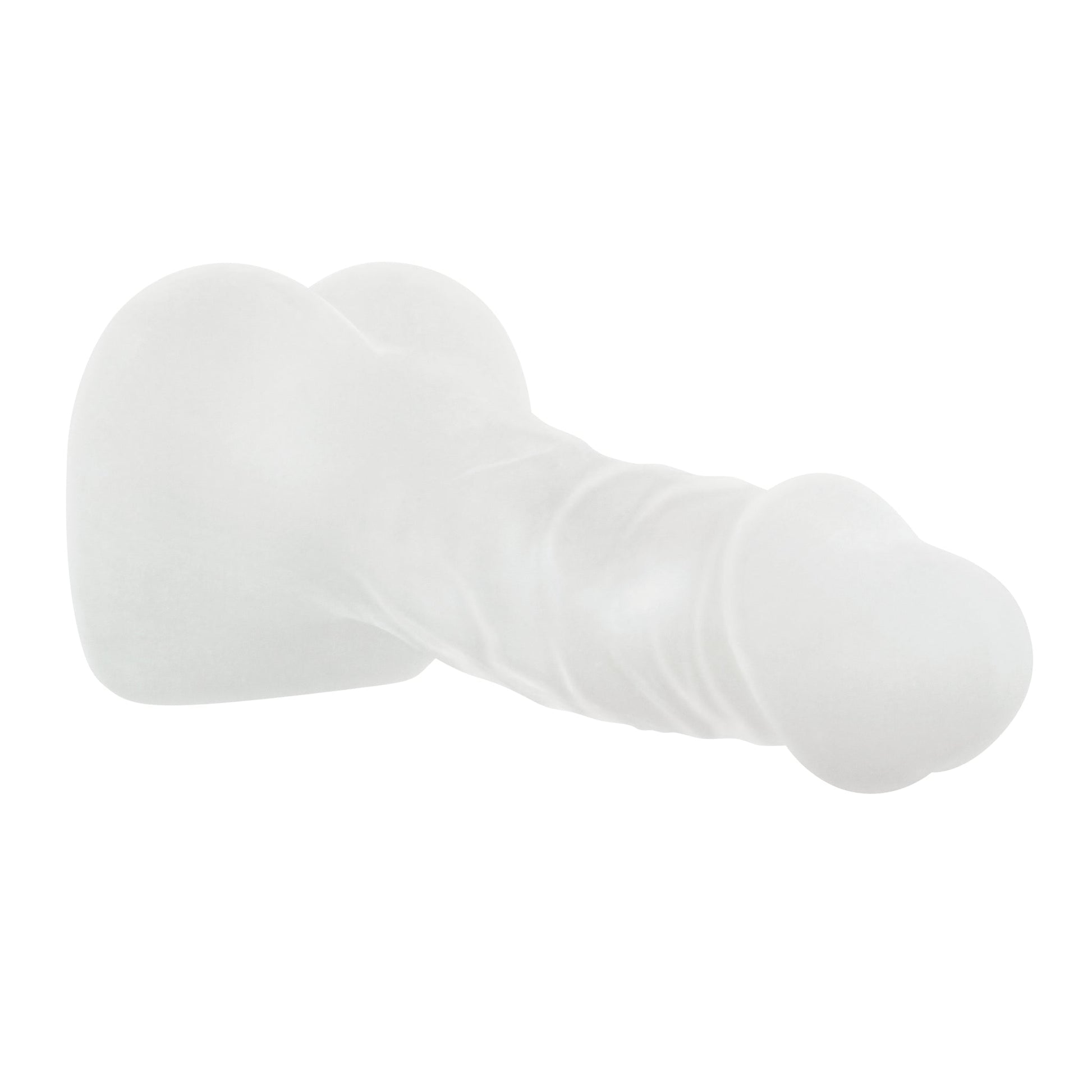 Clear textured TPE stroker with internal channel and 10-speed vibrating ring.