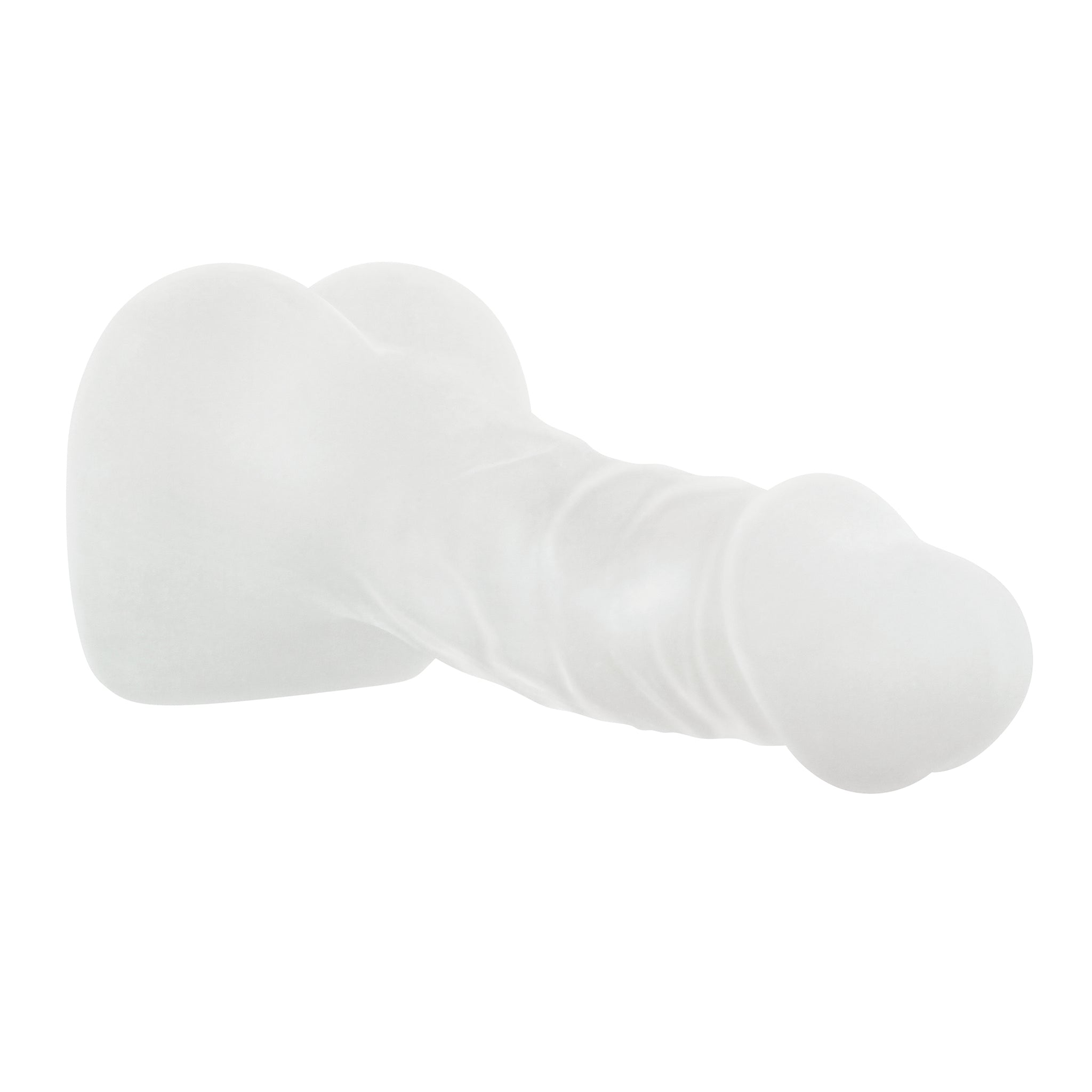 Clear textured TPE stroker with internal channel and 10-speed vibrating ring.