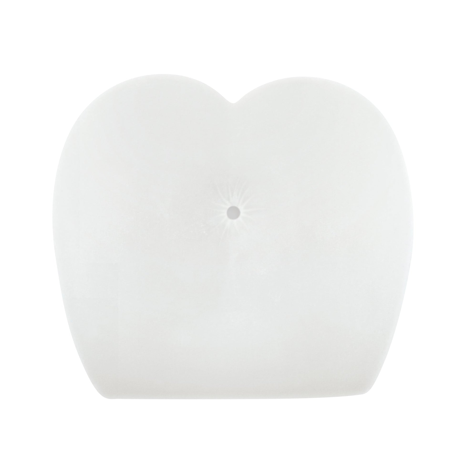 White heart-shaped stroker with a central textured dimple.