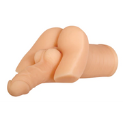 Textured stroking toy with a vibrating ring and shaft.