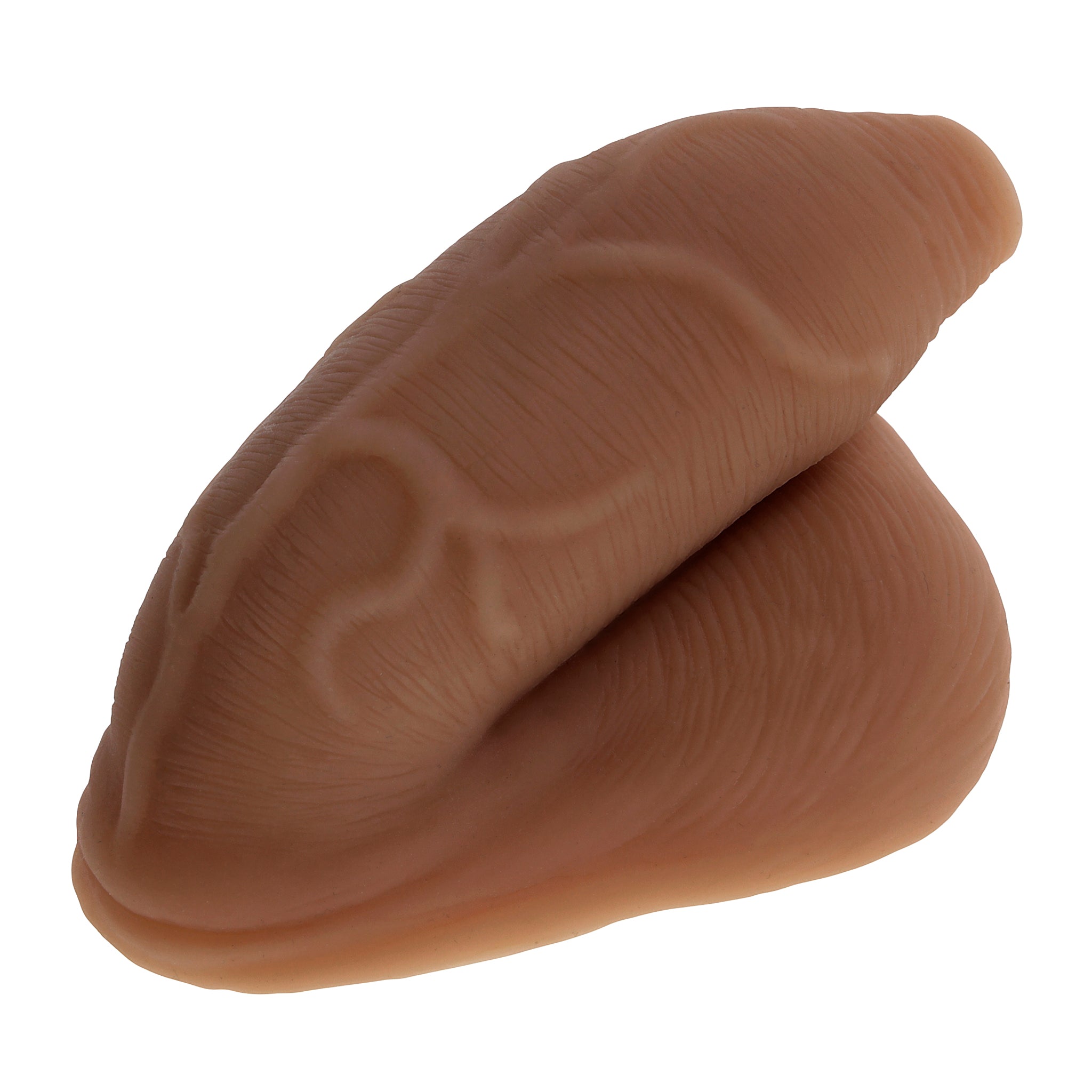 Uncircumcised soft TPE packer with realistic veins and wrinkles.