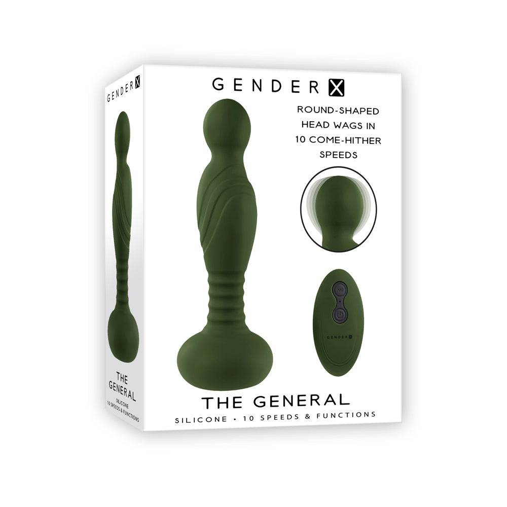A green G-spot vibrator with a remote control and wagging motion.