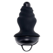 Black silicone vibrating shaft with a textured surface and a rounded base.
