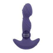 A purple vibrator with a textured head and a sliding ring.