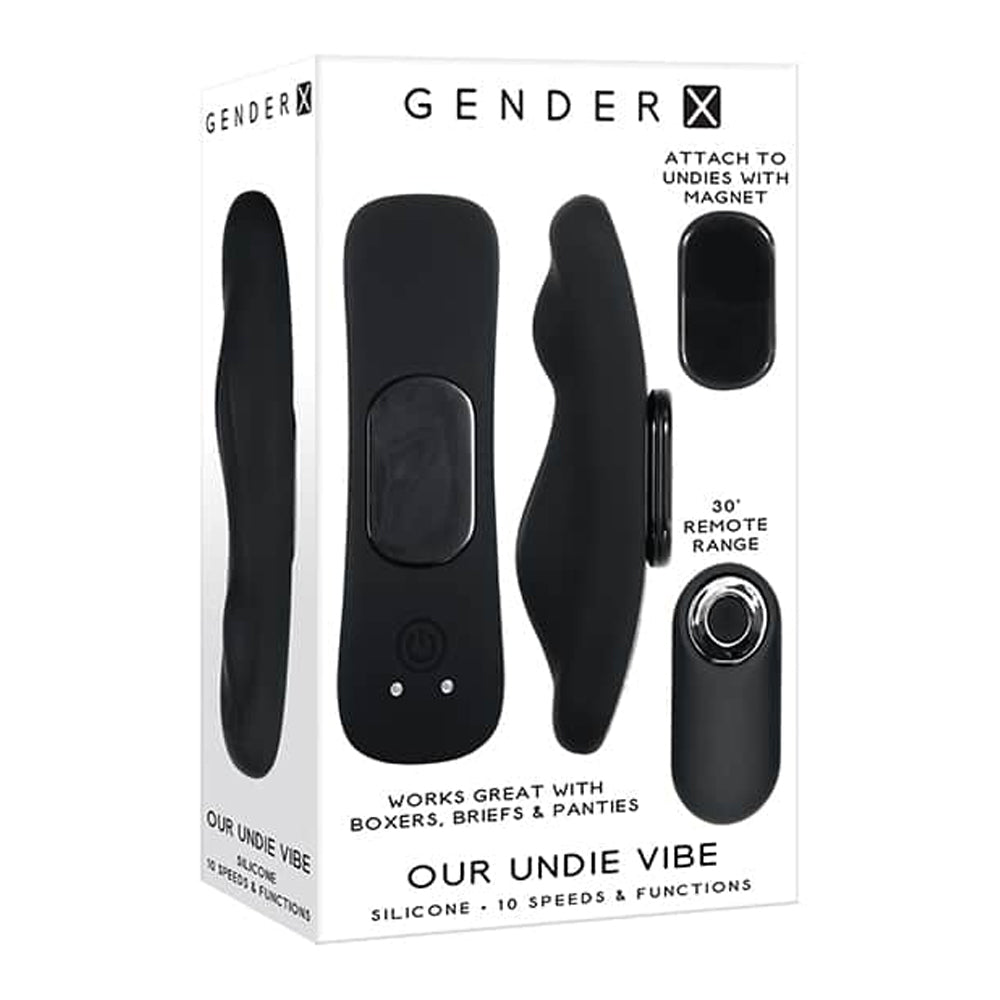 Black magnetic underwear vibrator with remote control.