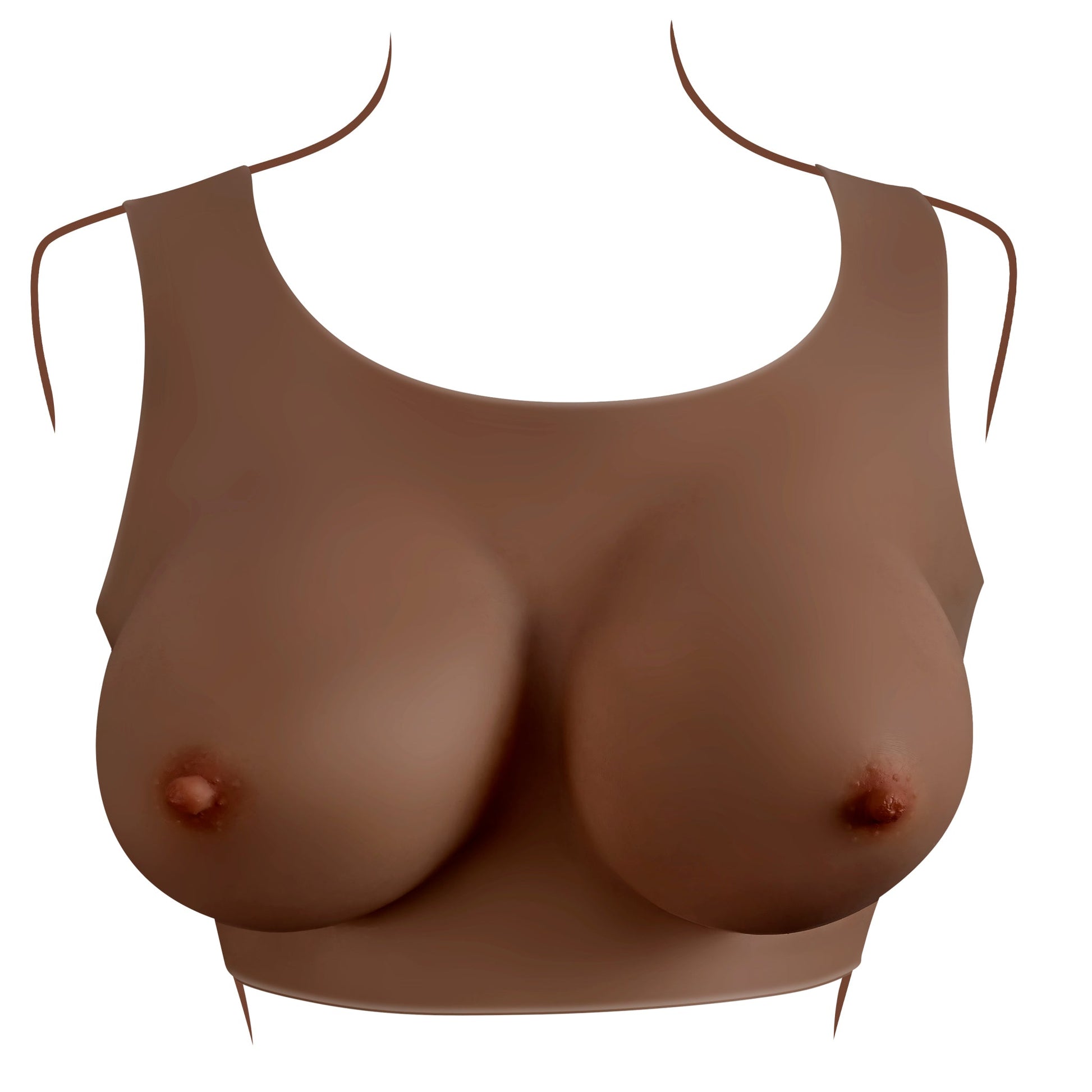 Realistic D-cup silicone breast plate vest with natural movement and lifelike feel.