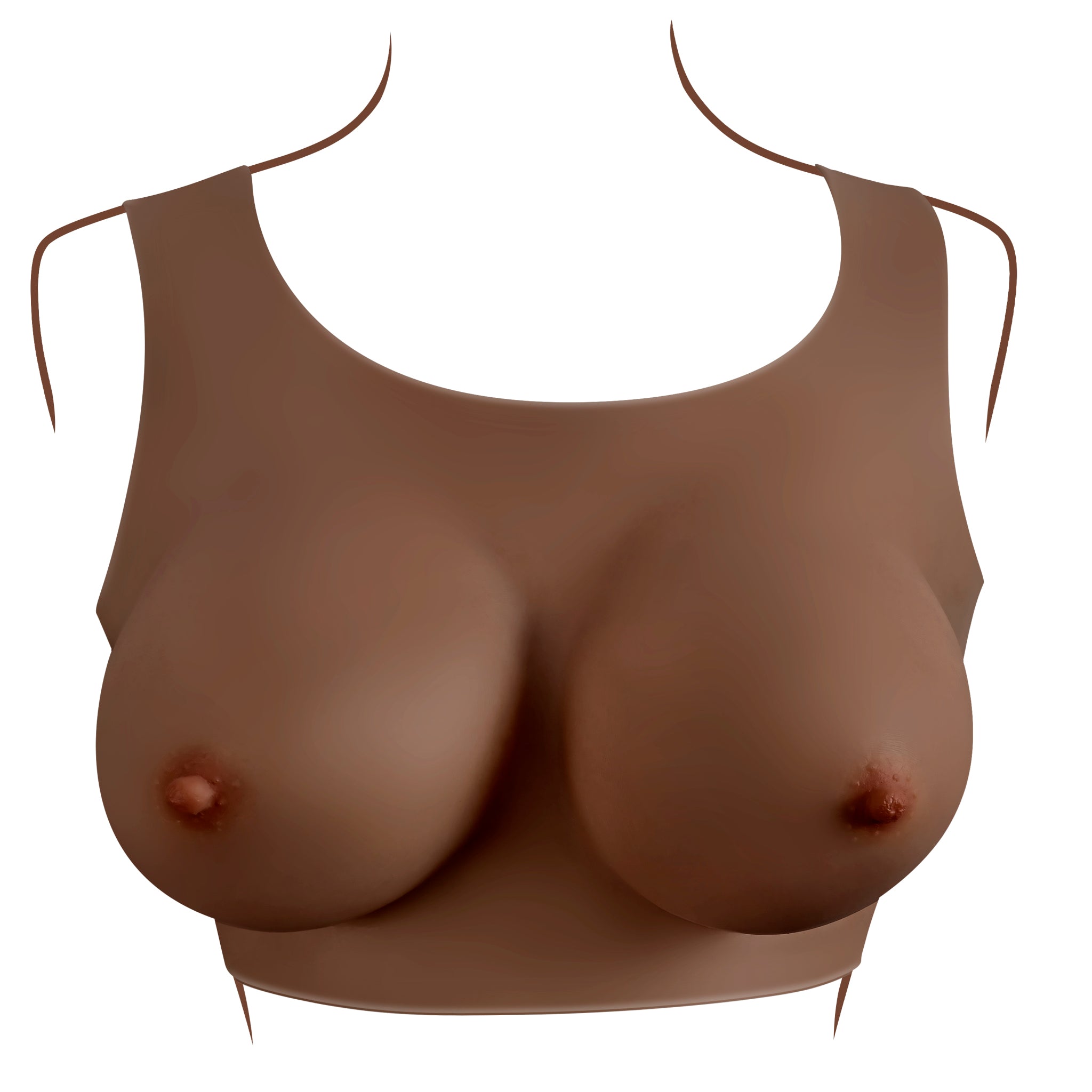 Realistic D-cup silicone breast plate vest with natural movement and lifelike feel.
