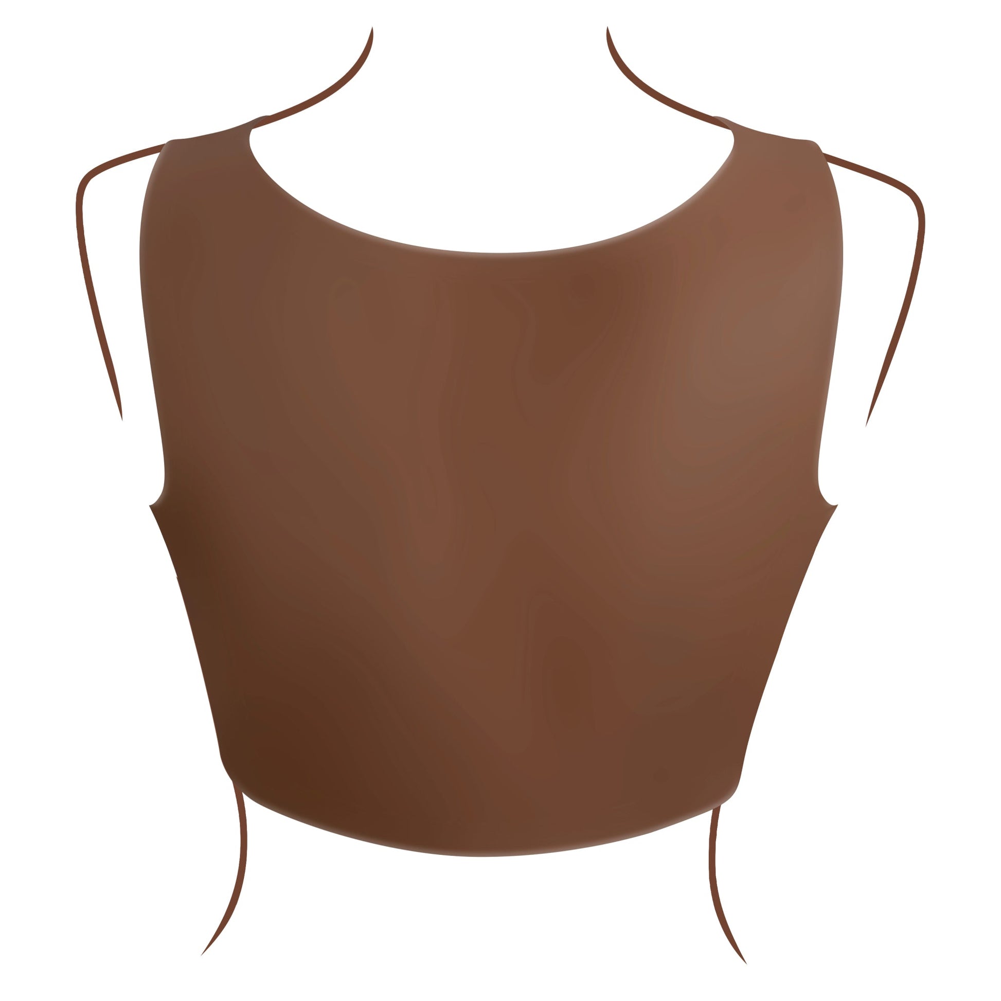 Brown silicone D-cup breast plate vest with thin shoulder straps.