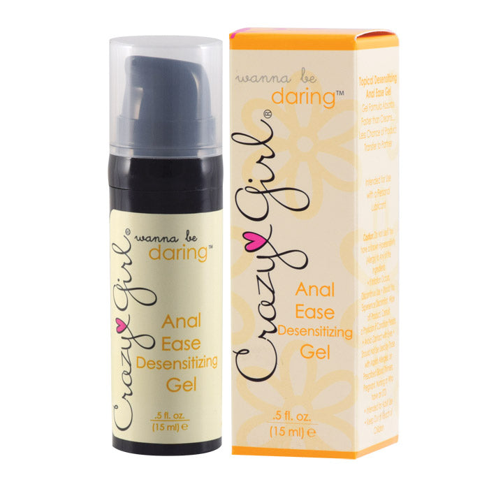 Crazy Girl Anal Ease Desensitizing Gel in a pump bottle and box.