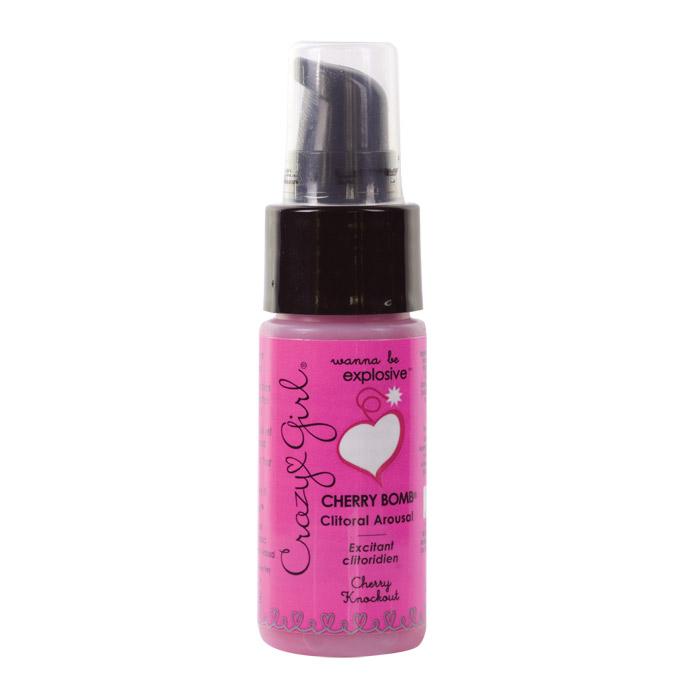Pink bottle of Crazy Girl Cherry Bomb clitoral arousal gel.