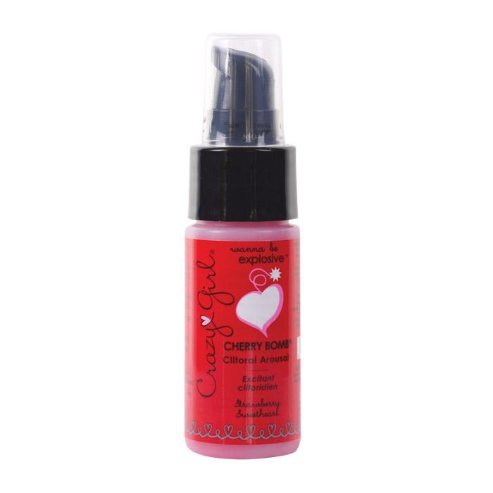 Crazy Girl Cherry Bomb clitoral arousal gel with strawberry flavor.