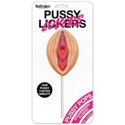 Strawberry flavored lollipop shaped like a vulva.