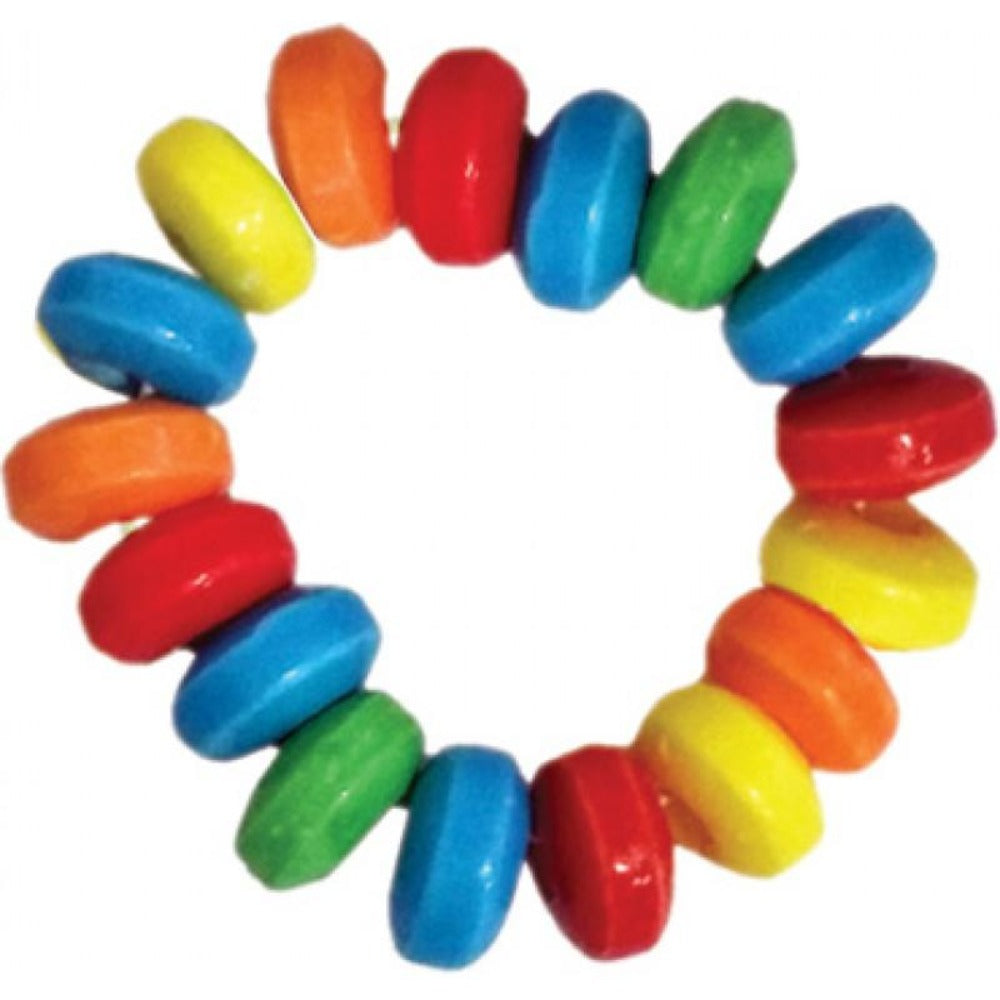 Colorful candy cock ring bracelet on a white background.