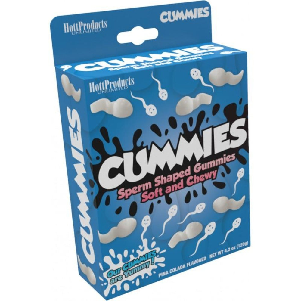 A box of Hott Products Pina Colada flavored sperm shaped gummies.