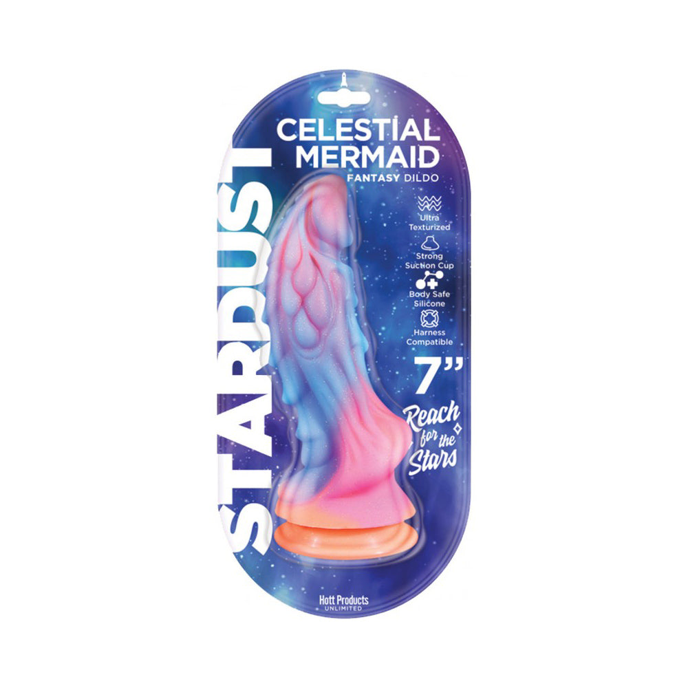 Celestial Mermaid silicone dildo with textured surface and suction base.