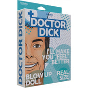 Doctor Dick inflatable male doll with "I'll make you feel better" text.