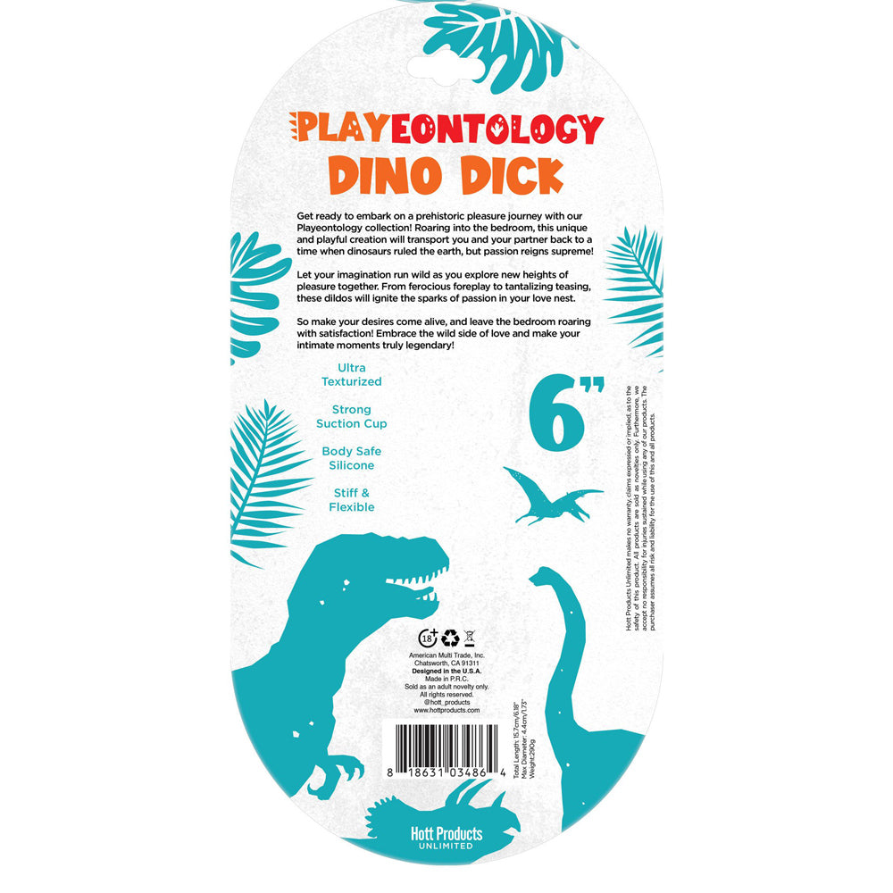 Dinosaur shaped silicone dildo with suction cup.