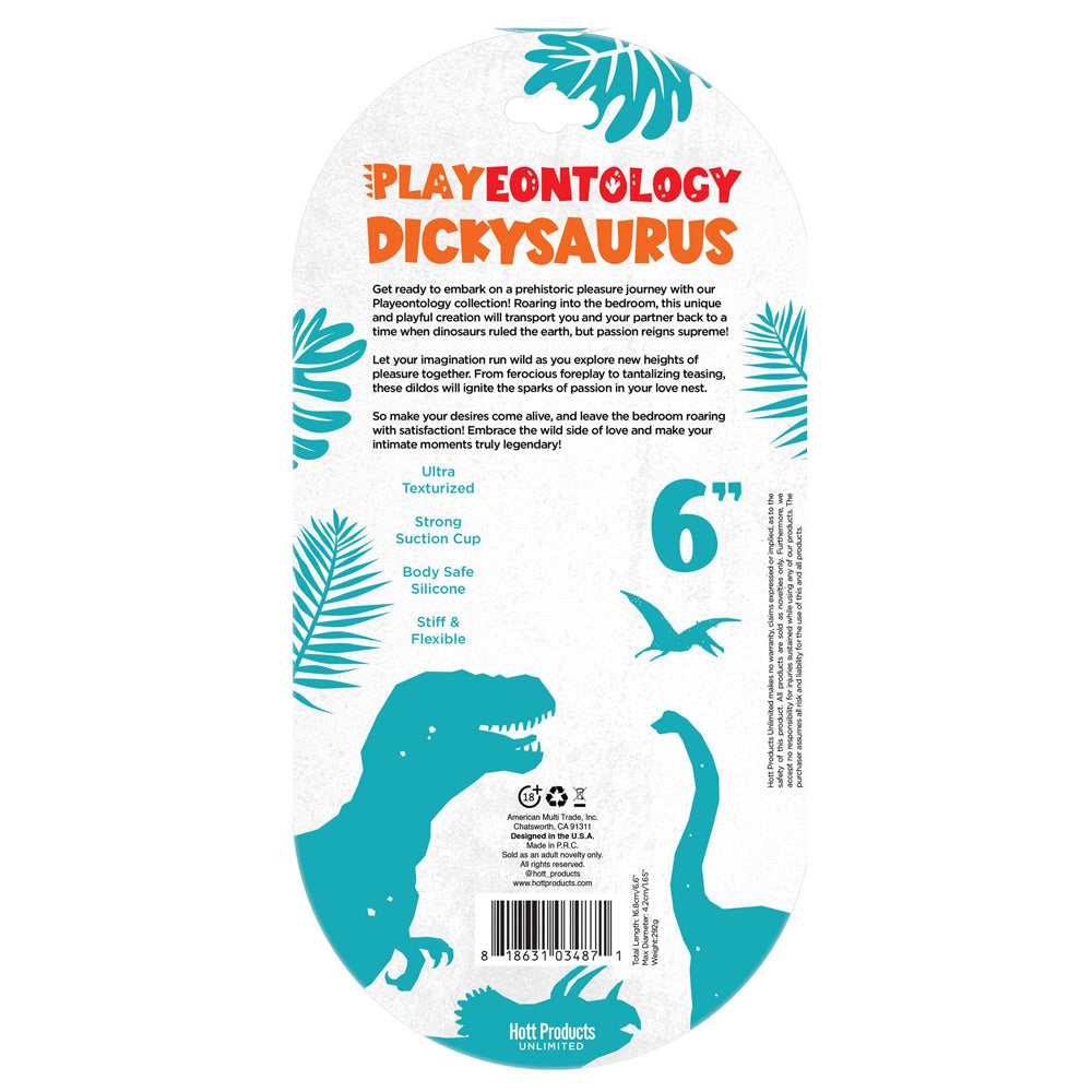 Dickysaurus 6 inch silicone dinosaur dildo with suction cup.