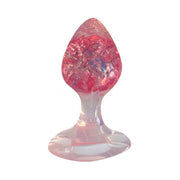 Ruby gem silicone butt plug with a flared base.