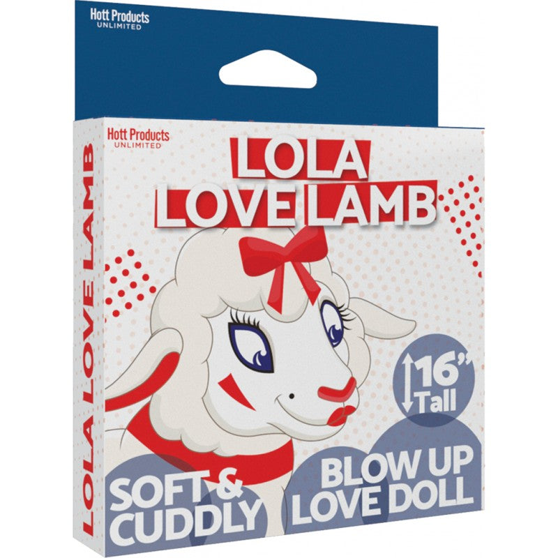 Inflatable sheep novelty doll, 16 inches tall, made of body-safe PVC.