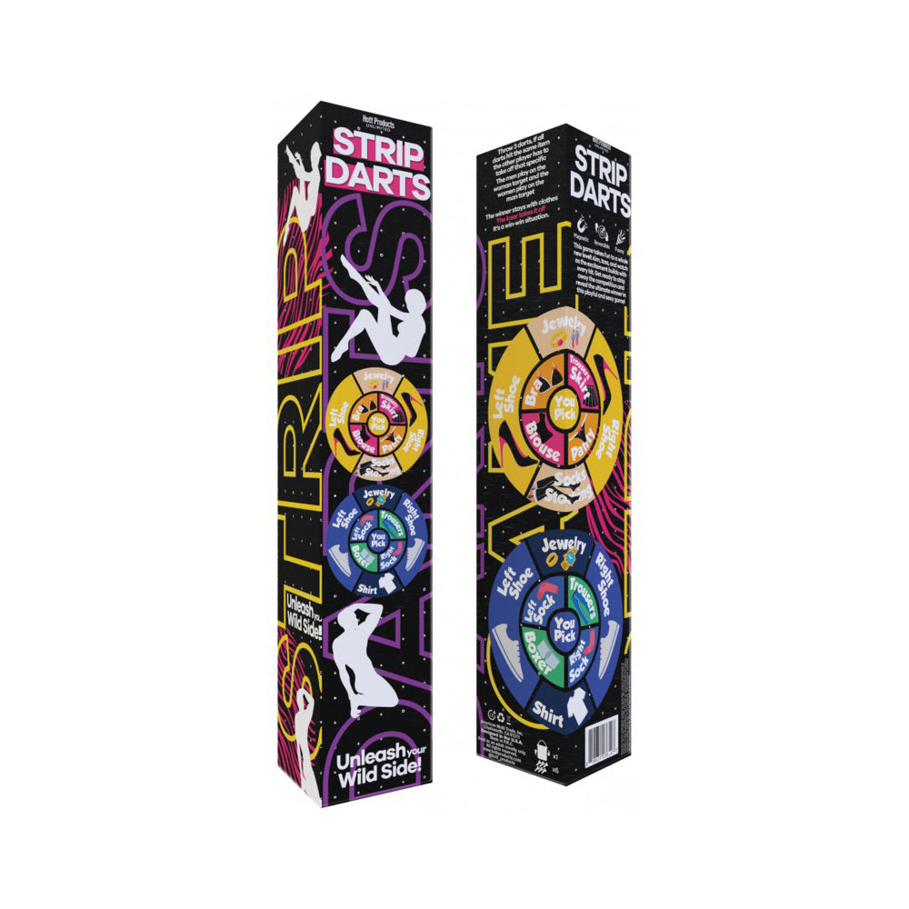 Strip Darts Reversible Magnetic Adult Party Game with dartboards and clothing categories.