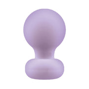 A purple silicone vibrator with a rounded head and base.