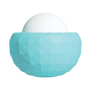 A teal, textured vibrator with a white dome top.