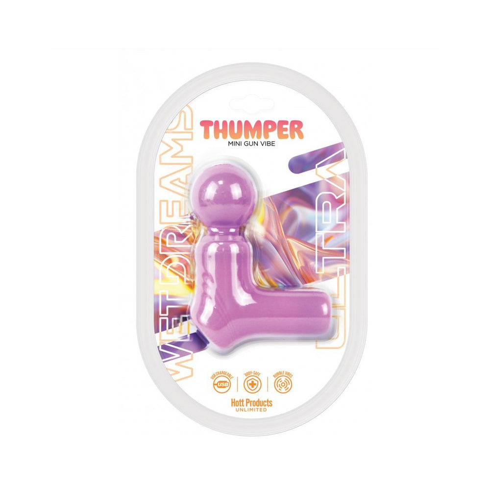 Purple mini gun vibe vibrator in packaging.