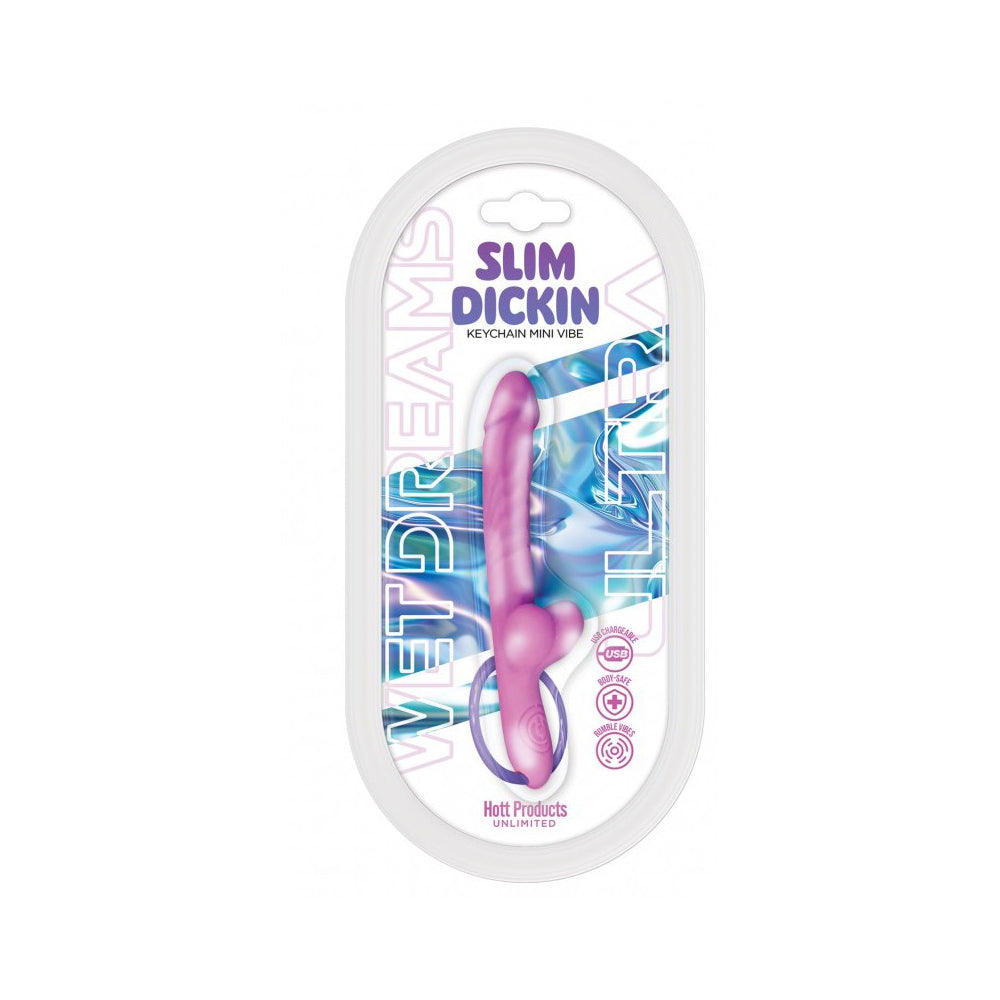 Pink slim keychain vibrator with USB charging and body-safe silicone.