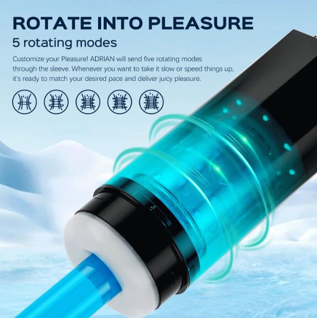 Adrian Rotating Water Massage Male Masturbator with 5 rotating modes.