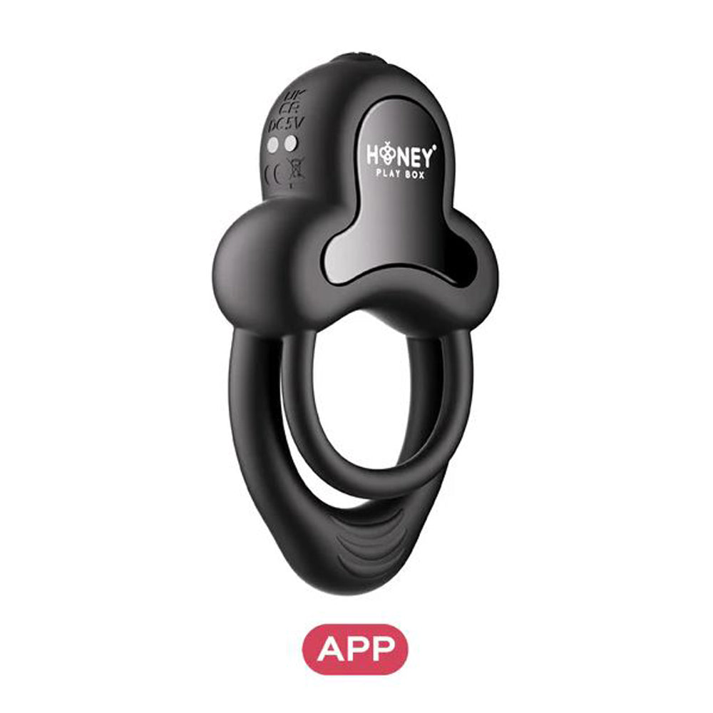 App-controlled double cock ring with 9 vibrations.