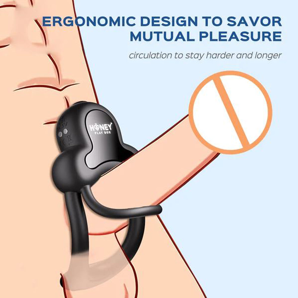 App-controlled double cock ring with 9 vibration modes.