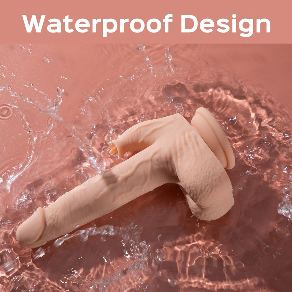 Realistic dildo with a waterproof design submerged in water.