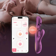 App-controlled purple twin rabbit vibrator with pressure sensing.