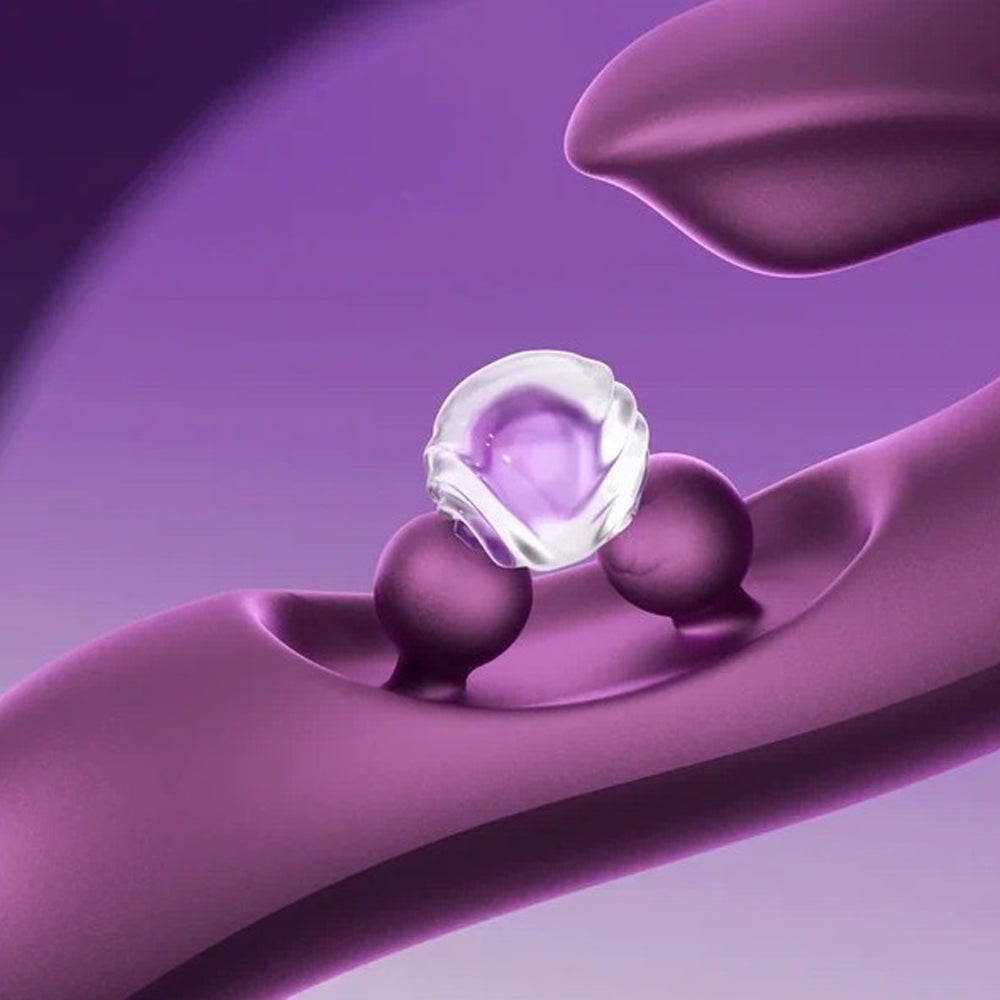 App-controlled twin rabbit vibrator with pressure sensing.