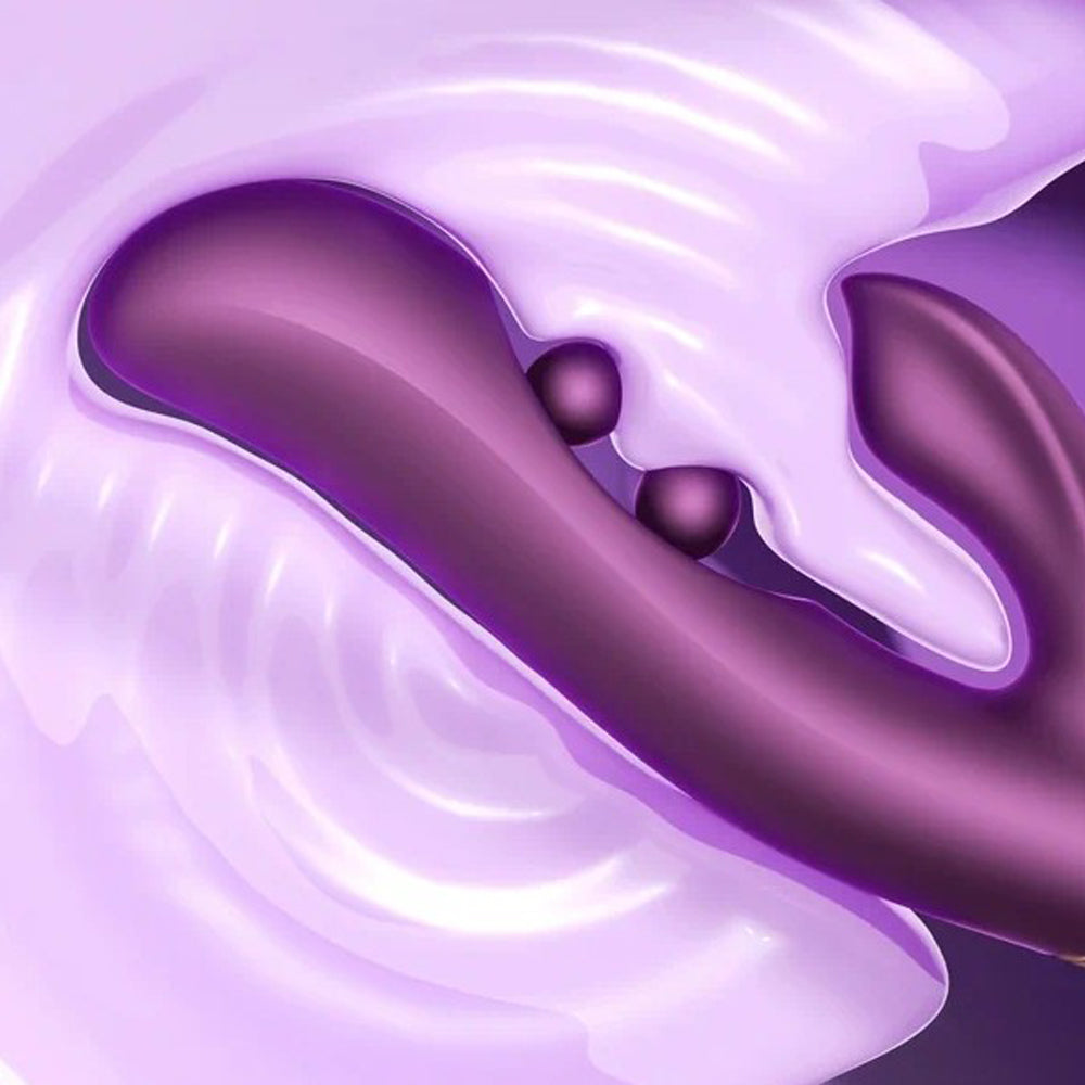 App-controlled twin rabbit vibrator with pressure sensing in purple.
