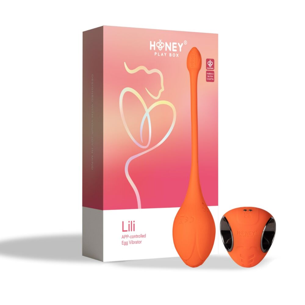Orange Lili app-controlled egg vibrator with a remote control.