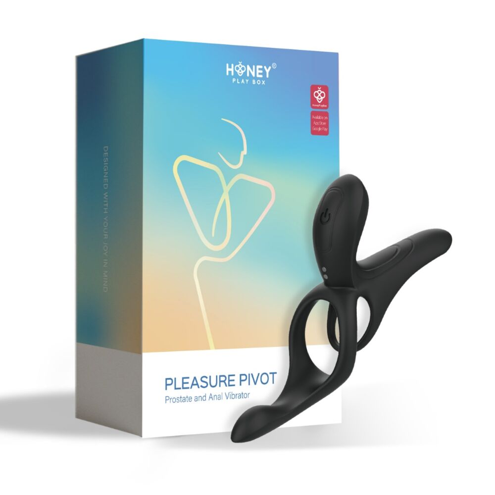 Black vibrating cock ring and sleeve with app control.