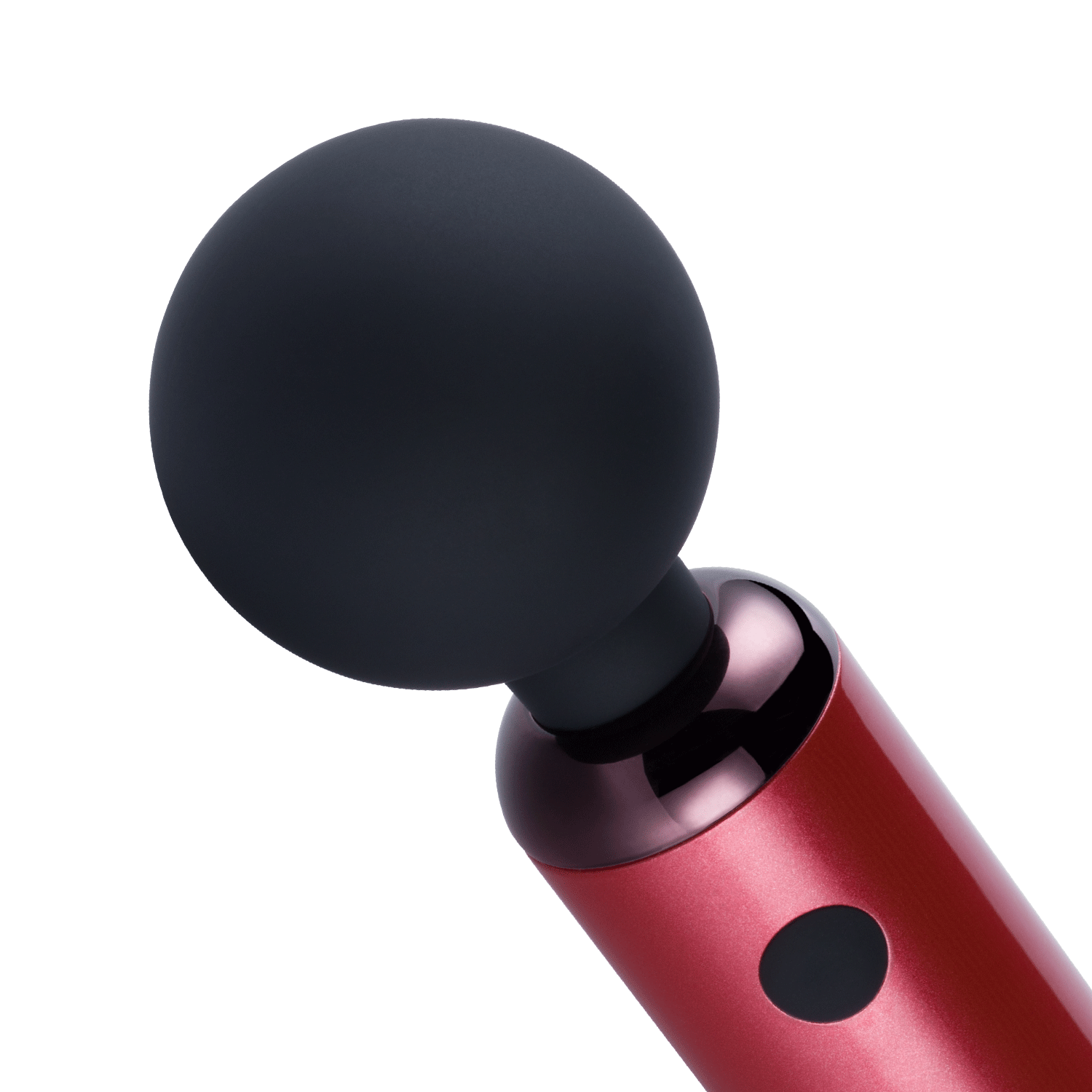 Red rechargeable waterproof clitoral wand vibrator with black silicone head.