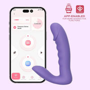 App-controlled purple vibrator with a rotating G-spot shaft and clitoral stimulator.