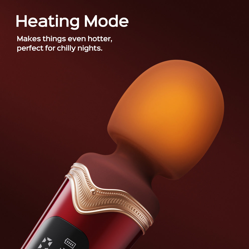 A red and gold heating wand with an illuminated tip.