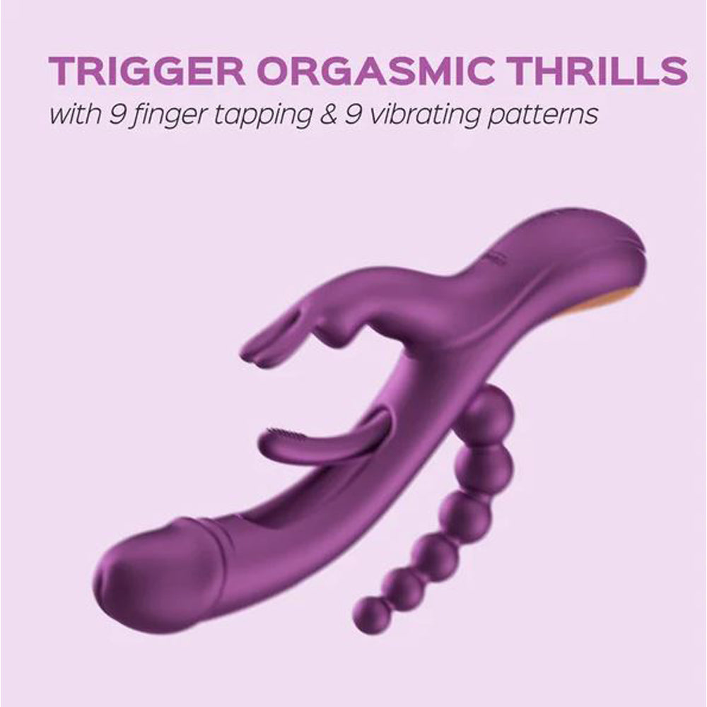 Purple rabbit vibrator with anal beads and app control.