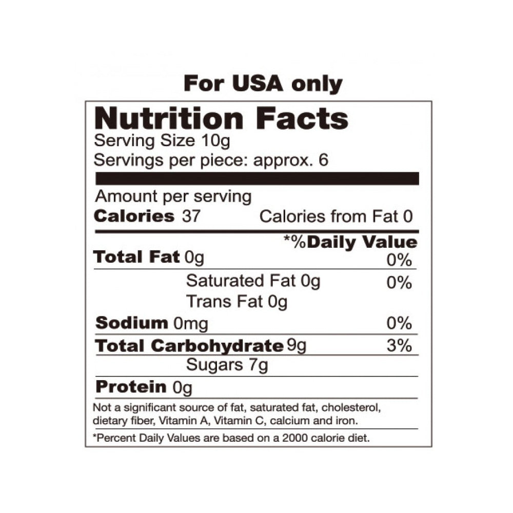 Nutrition facts label for edible candy garter belt.