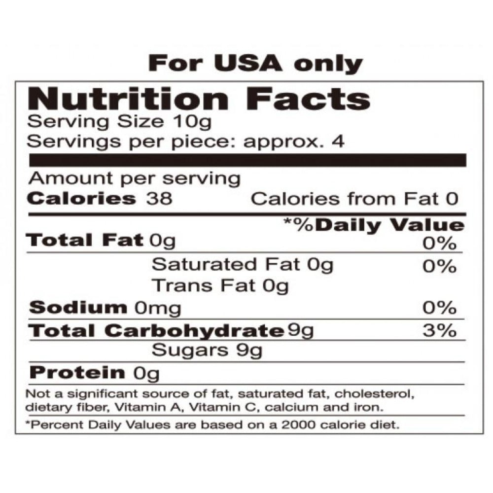 Nutrition facts label for edible candy handcuffs.