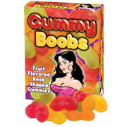 Gummy Boobs fruit flavored gummies in assorted colors and shapes.