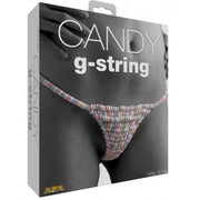Edible candy g-string with multi-flavored candies.
