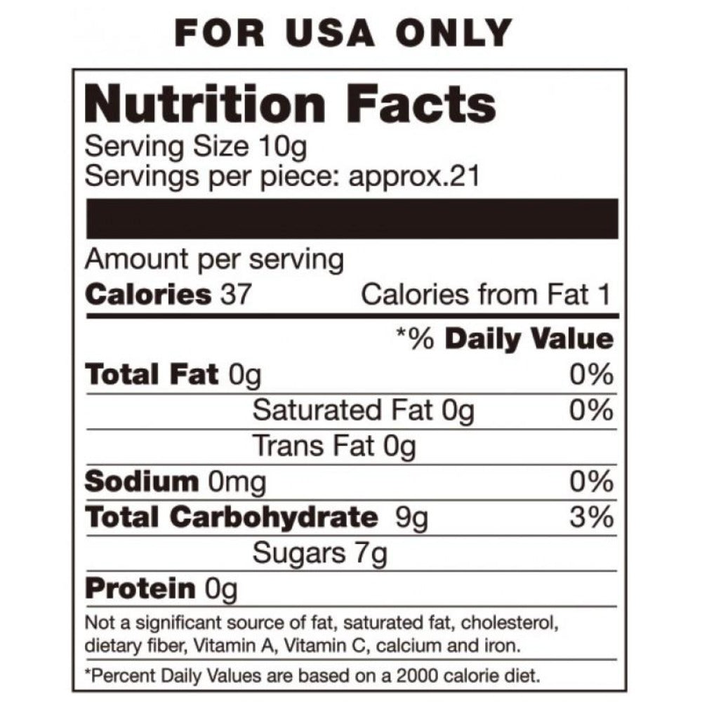 Nutrition facts label for a multi-flavored edible candy posing pouch.