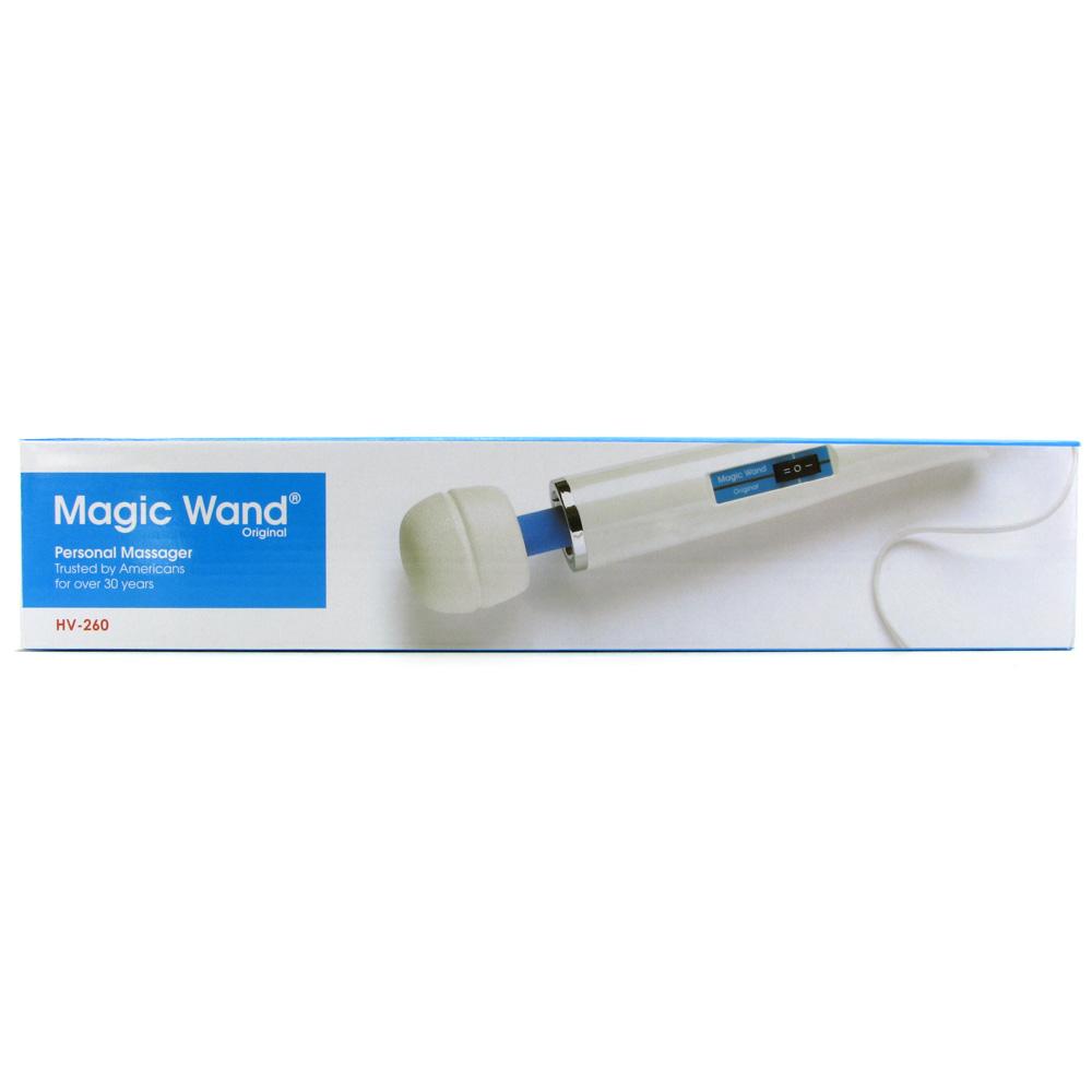 Magic Wand Original personal massager on its box.